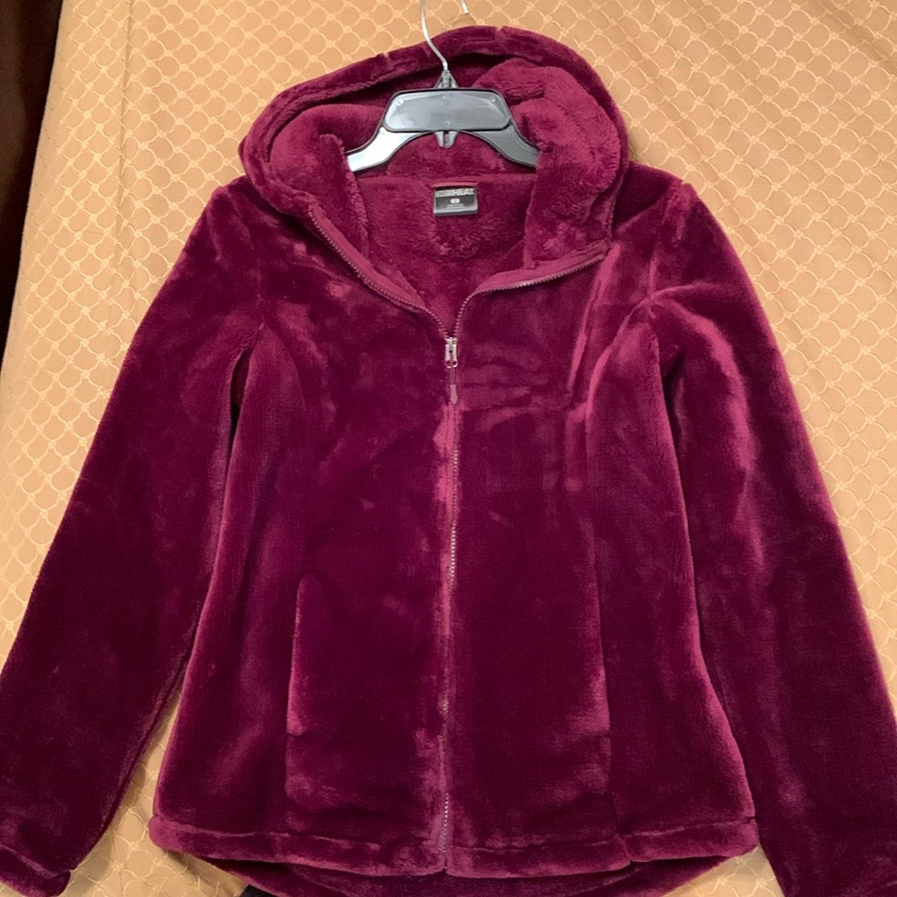 Plum Plush Jacket with Hood